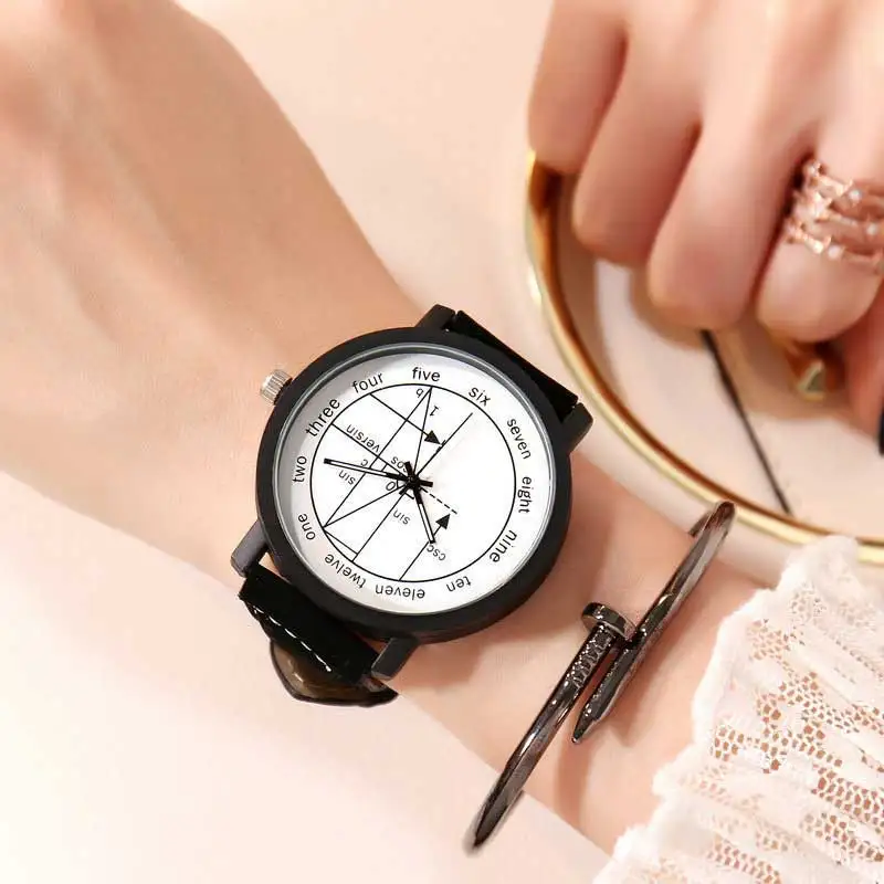 Новые часы с геометрическим узором для мальчиков и девочек, студенческие парные модные часы с английскими цифрами, часы с логотипом