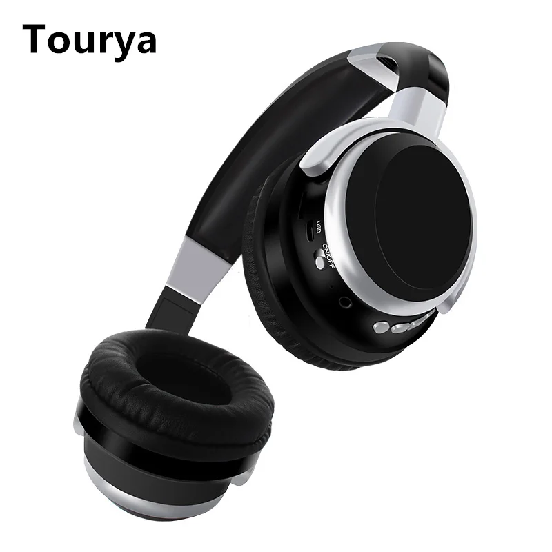 Tourya Беспроводные наушники с HD микрофоном, Bluetooth наушники, Накладные наушники, бас гарнитура, Eearphone, поддержка TF карты для ПК, мобильного телефона