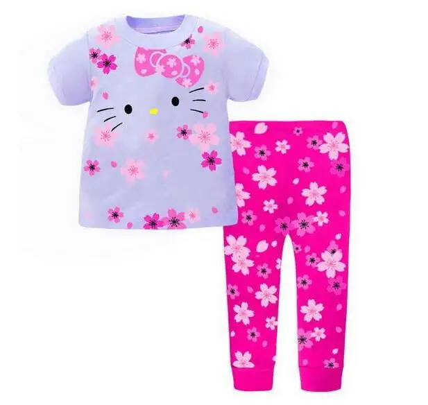 Детские пижамы детская одежда для сна голубые футболки с изображением Эльзы и Анны+ штаны, пижамные комплекты пижамы с животными для мальчиков и девочек, хлопковая одежда для сна - Цвет: style 2