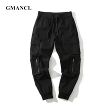 Модная эластичная кулиска на талии в стиле «хип-хоп» Беговые брюки в повседневном стиле, джинсы на молнии с несколькими карманами черные спортивные штаны Для мужчин уличные брюки