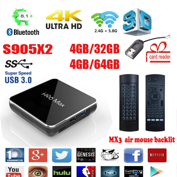 H96 Max X2 S905X2 in stock vs x96 max t95q Quad Core 4GB DDR4 32GB tv box Android 8.1 2.4G 5G WiFi USB3.0 100M LAN HD 2.1