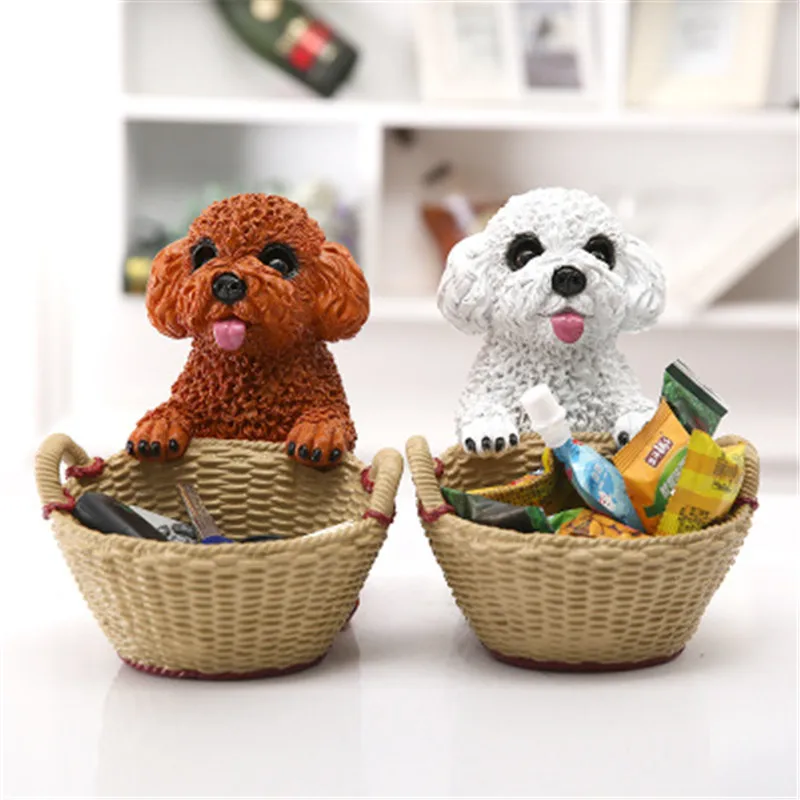 

Poodle Dog Creative Simulation Animal Resin Car Interior Decoration Home Decor Storage Statue Action Figure Model Toy BOX D405