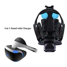 4 in 1 Game Stand with Charger Charging Station Stand Holder for PS4 PlayStation PS VR Headset Move Controller