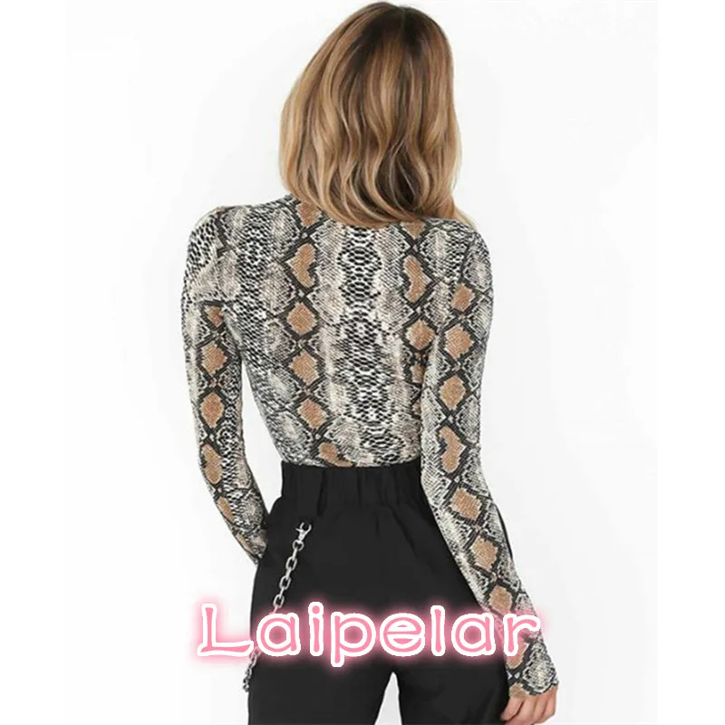 Women Tops  Fashion Sexy Snakeskin Print Blouses Shirts Casual Turtleneck Long Sleeve Shirt Girls Blouse Blusas feminina