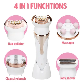 

Surker 4 In1 Rechargeable Women Electric Shaver Epilator Facial Hair Remover Epilator Shaver Face Clean Brush Massager For Wom