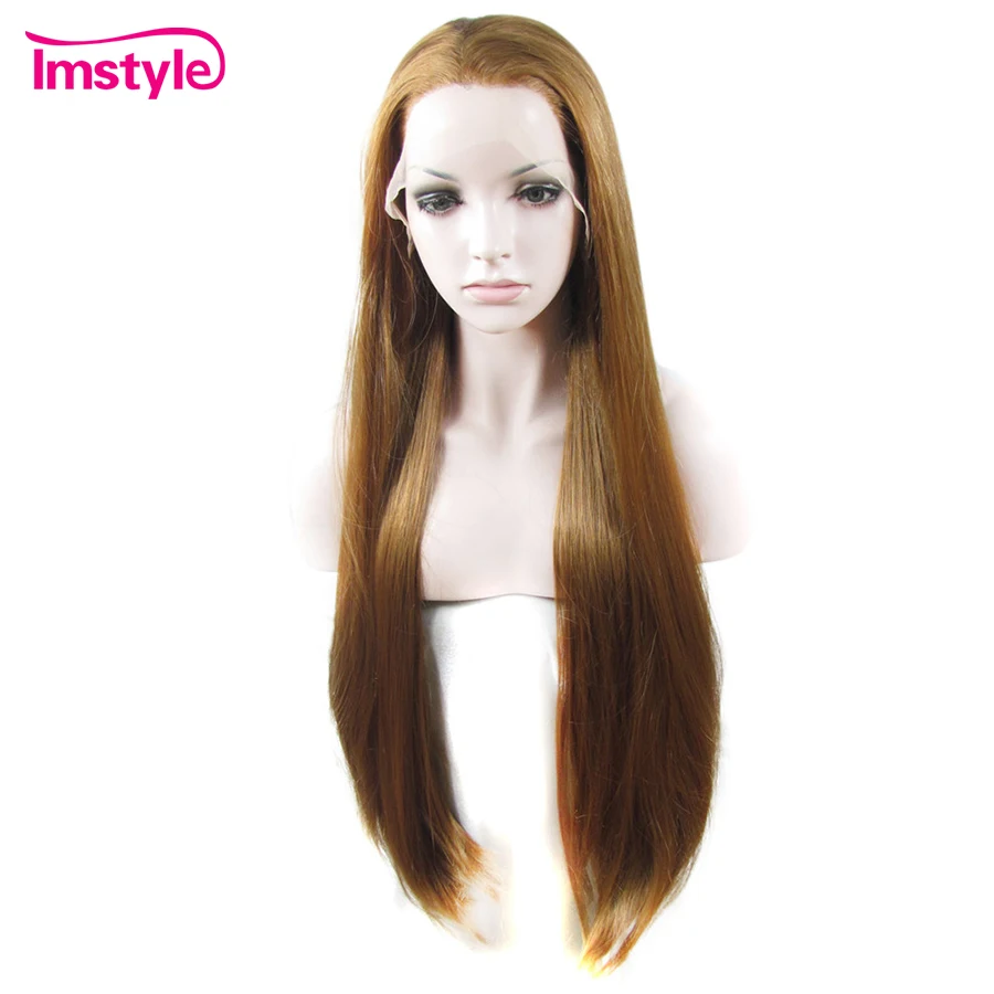 

Imstyle Straight Long Golden Blonde Lace Front Wigs For Women Heat Resistant Synthetic Wig Long Hair Cosplay Wig Lady 30 inches