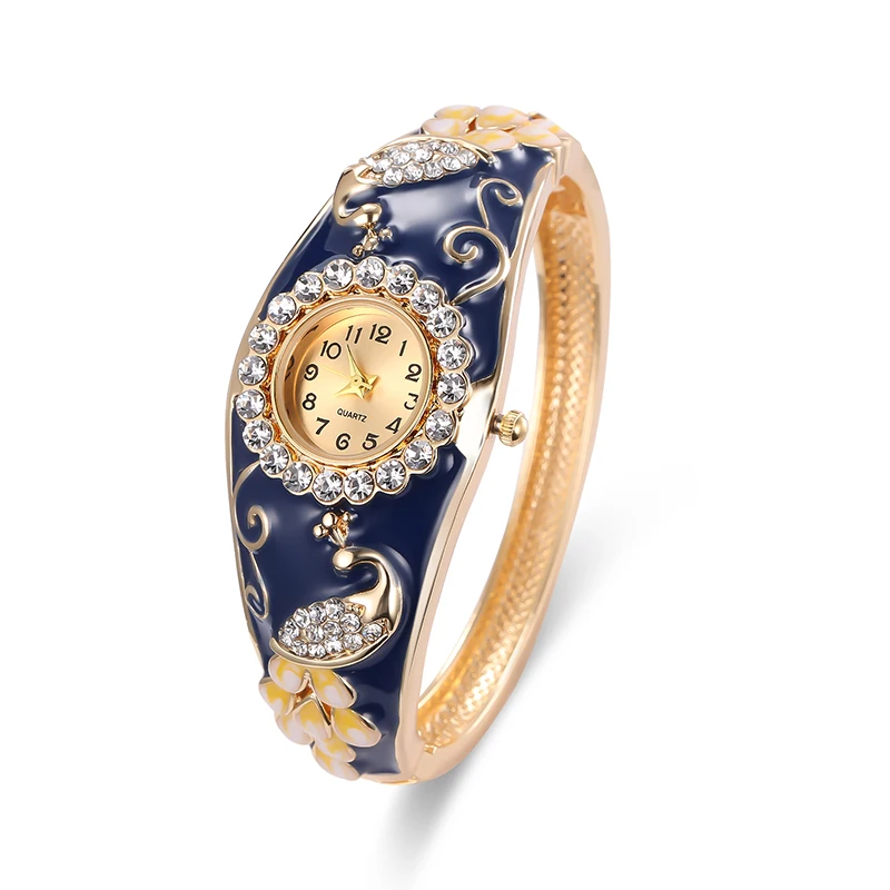 

2017 Luxury quartz watch women Alloy Bangle Diamond Wrist Watches Rhinestone Crystal Jewelry Christmas present