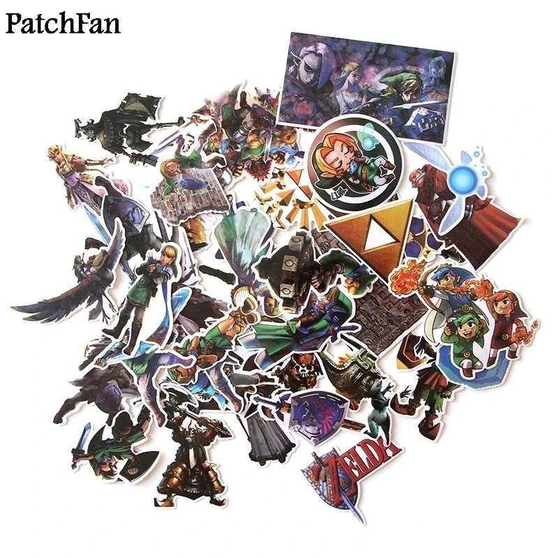 

Patchfan 44pcs The Legend of Zelda Pvc Waterproof Stickers diy scrapbooking Luggage Skateboard Laptop Bicycle Wall Guitar A1189
