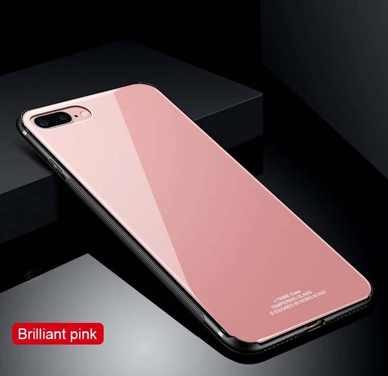 Tempered Glass For Iphone XS Max XR X 8 7 Plus Solid Color Luxury Case Cover Soft TPU Edge Case For Iphone 7 6S 6 Coque