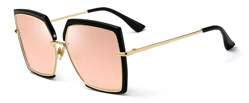 Шауна негабаритный половина рамки женские розовые зеркальные Квадратные Солнцезащитные очки Мода дамы чай градиентные линзы Оттенки UV400 - Цвет линз: Pink Mirror