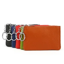 Кожаный бумажник ключа Популярные, карамельного цвета Цвет маленький кошелек на молнии карман пользовательские логотип, название