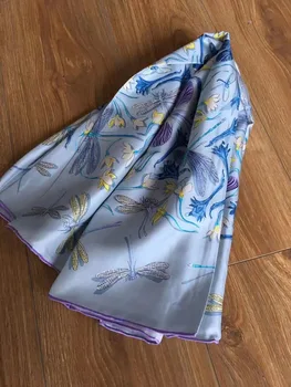

2019 new arrival spring autumn classic print 100% pure silk scarf twill hand made roll 90*90 cm shawl wrap for women lady