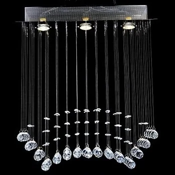 

3 Lights Modern LED K9 Crystal Ceiling Lamp For Living Room Bedroom Dining Room, Lustre De Cristal,GU10 Bulb Included
