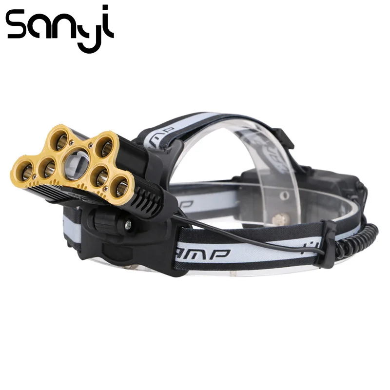 

SANYI 2*Red LED Bulbs Headlamp 40000 Lumen Camping Headlight 7*XML-T6 LED Flashlight 18650 Battery Headlamps Lantern