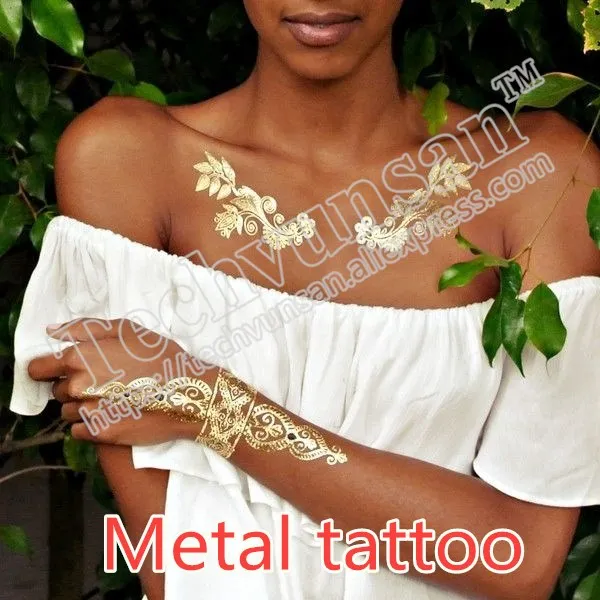 

Fashion hot metal Tattoo Sticker for women Music Festival beach tourist Street Trinket Party gifts