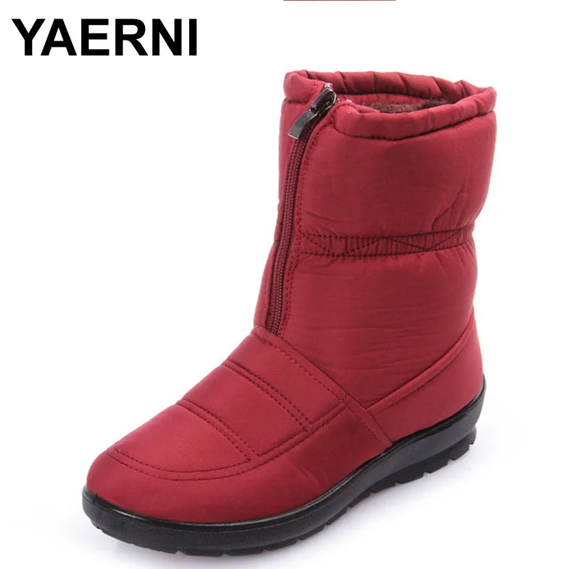 

YAERNI Snow Boots Winter Brand Warm Non-slip Waterproof Women Boots Mother Shoes Casual Cotton Winter Autumn Boots Female Shoes