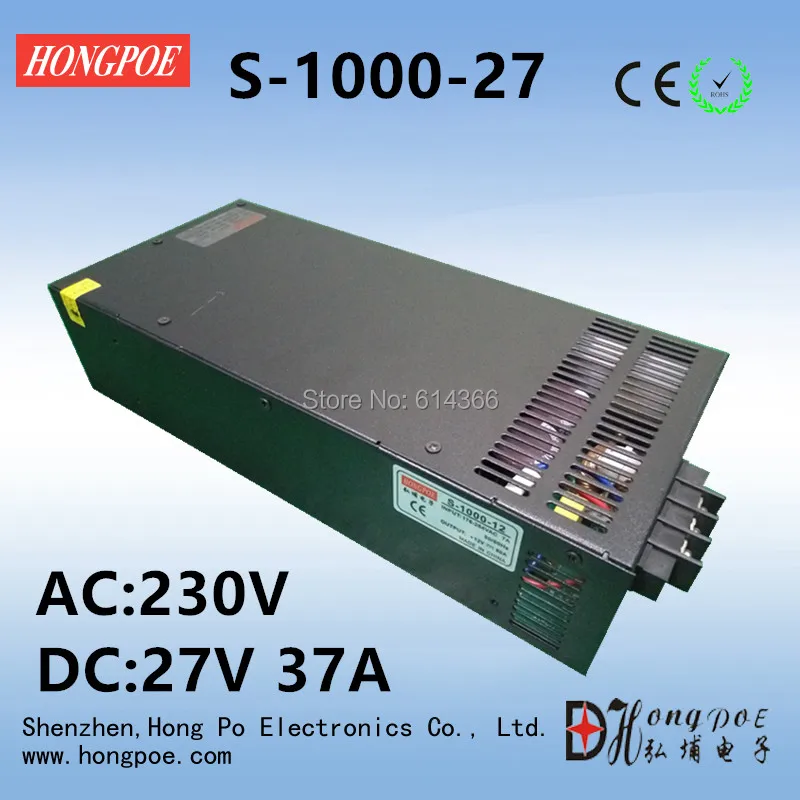 

1PCS New 1000W 27V Power Supply 27V LED Driver AC-DC Single Voltage Input Power Supply 27V 37A S-1000-27
