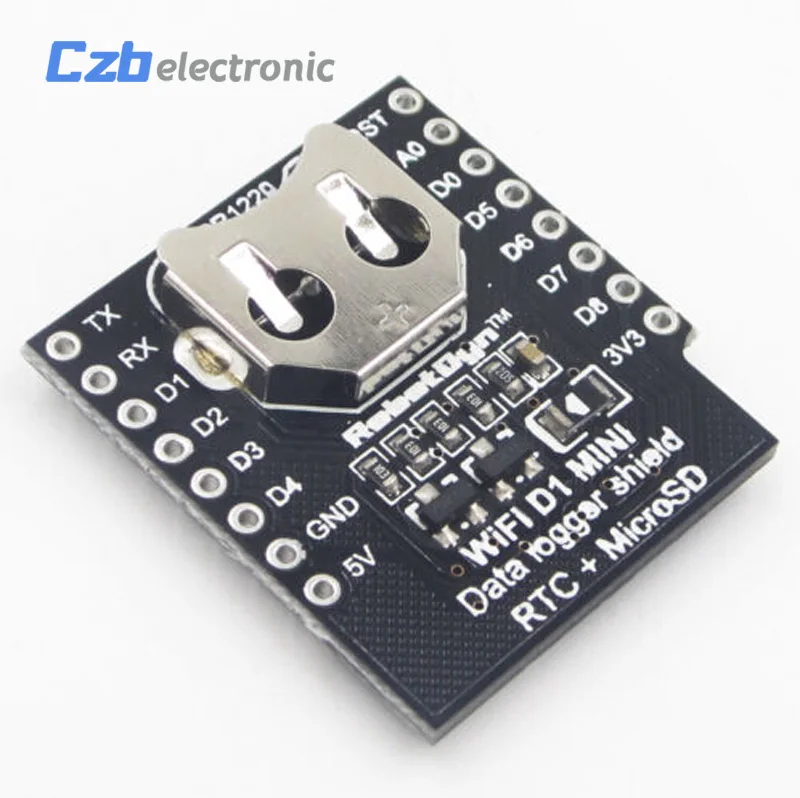 RTC DS1307 Real Time Clock DataLog Shield with Micro SD for WeMos D1 mini+RTC DS1307 Clock With Pin-headers Set For Arduino 4