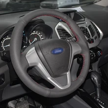 BANNIS черный искусственная кожа поделки ручной работы Руль Обложка для Ford Fiesta 2008-2013