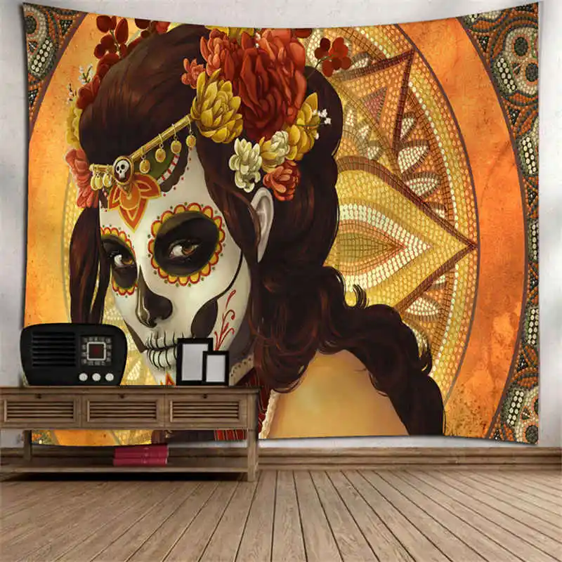 

polyester tapiz pared tela wall hanging skull rose love letter witchcraft tapestry