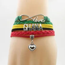 Infinity national ghana Подвеска для браслета в форме сердца любовь Гана Национальный флаг браслет и браслет для Кубка мира