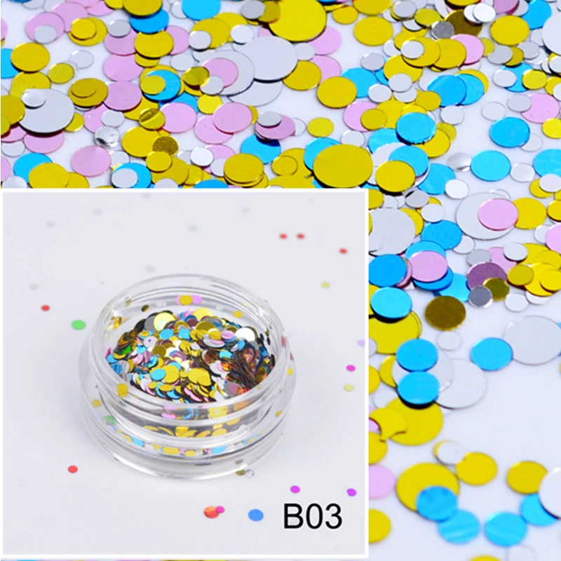 

YZWLE 1 Box Round Nail Glitter Mixed 1/2/3mm Ultrathin Sequins Nails Art Decoration Multi Colors For DIY Manicure Accessorie #B3