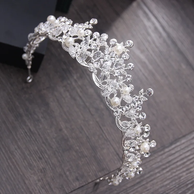 Crystal Pearl Bridal Crown Woman Tiaras Hair Jewelry Ornaments Hairwear Bride Headbands Wedding Hair Accessories hair accessory hair headdress jewelry accessories bridal headwear hair band crown