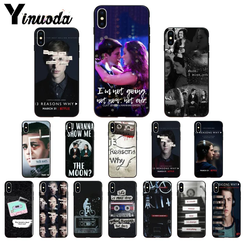 

Yinuoda 13 Thirteen Reasons Why Black Soft Phone Cover for iPhone 6S 6plus 7 7plus 8 8Plus X Xs MAX 5 5S XR 11 11pro 11promax