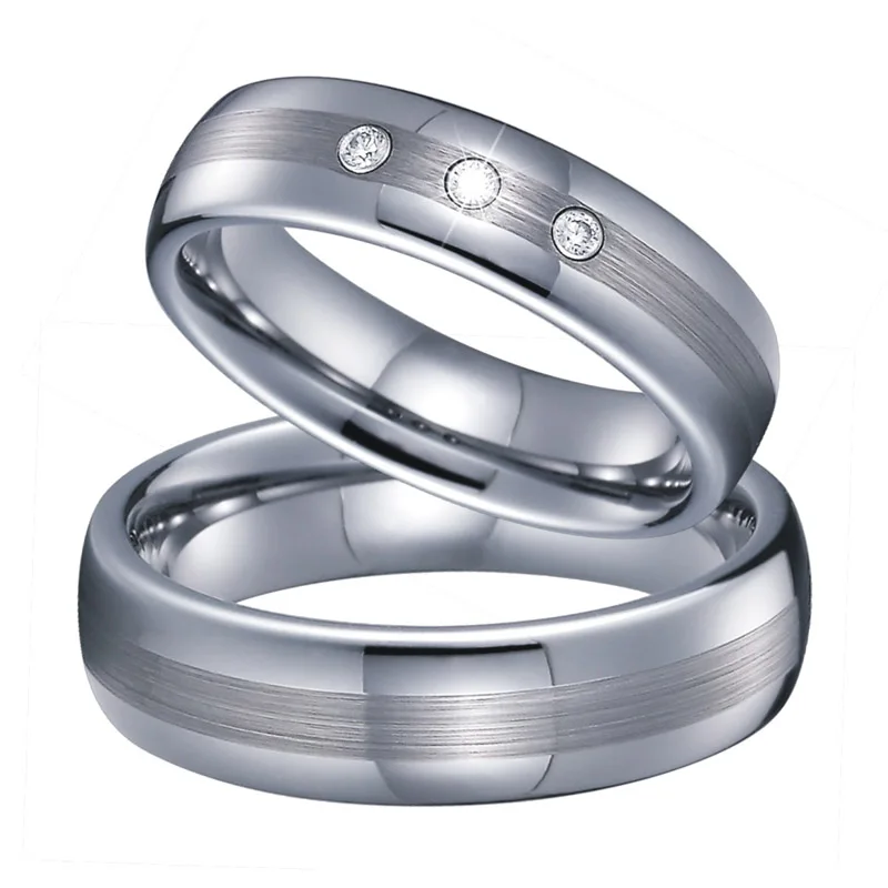 Affordable White Gold Color Tungsten carbide Rings Silver Color Wedding Band Couple Rings For men and women Alliance 6mm (3)