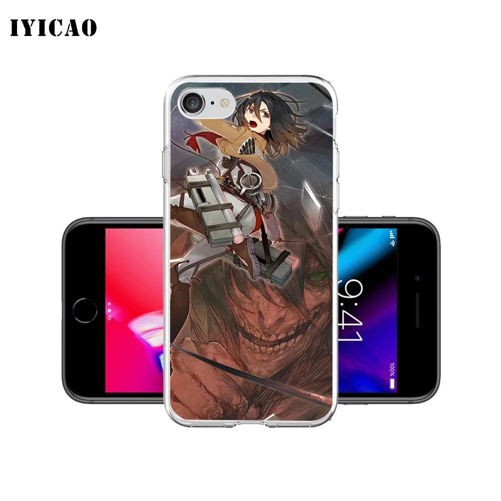 IYICAO Attack on Titan мультяшный Мягкий силиконовый чехол для телефона iPhone X XR XS MAX 6 6s 7 8 Plus 5