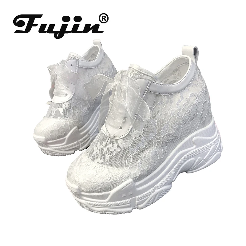 

Fujin Women Shoes Summer Casual Platform Shoes Dropshipping Women Breathable Thick Bottom Footwear High Top Mesh Female Sneakers