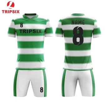 

Custom Soccer Uniform With Blue Strips Free Shipping Full Sublimation Football Team Jersey
