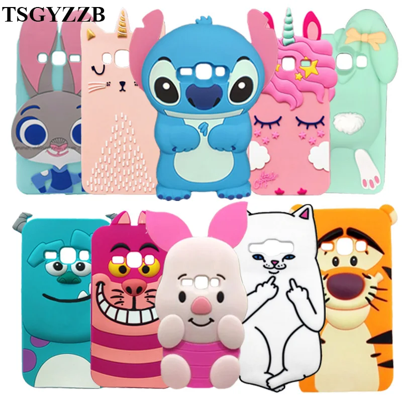 Para Samsung Galaxy J1 2016 3D de dibujos animados suave de silicona cubierta del teléfono para Samsung Galaxy J1 (2016) j120F J120 Funda Coque