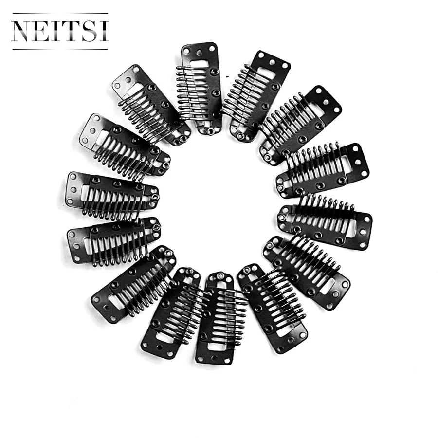 

Neitsi 3.8cm 50pcs/pack I Shape Clips Stainless Steel Hair Snap Clips for Feather Clip In Hair Extensions Wigs Weft 5 Colors