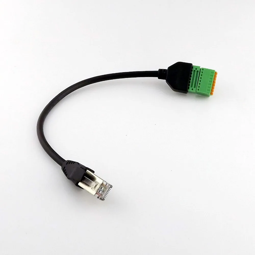 

1pc RJ45 Ethernet Male Plug to 8 Pin AV Terminal Spring Solderless Connector Adapter Cable Cord 25cm