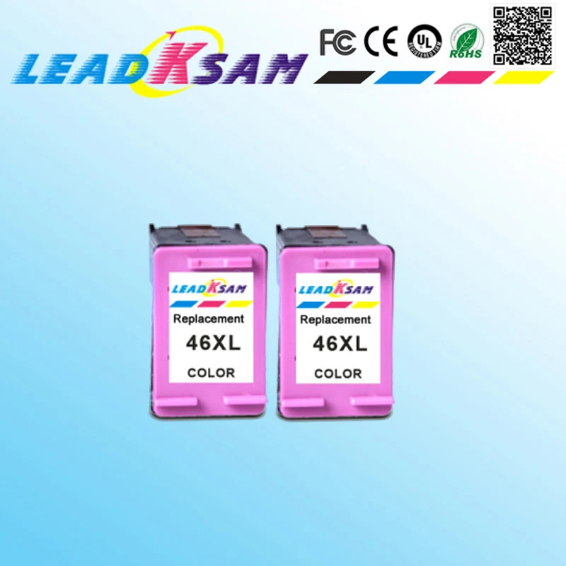 2x Refilled Ink Cartridge Compatible For Hp46 46xl For 46 Deskjet