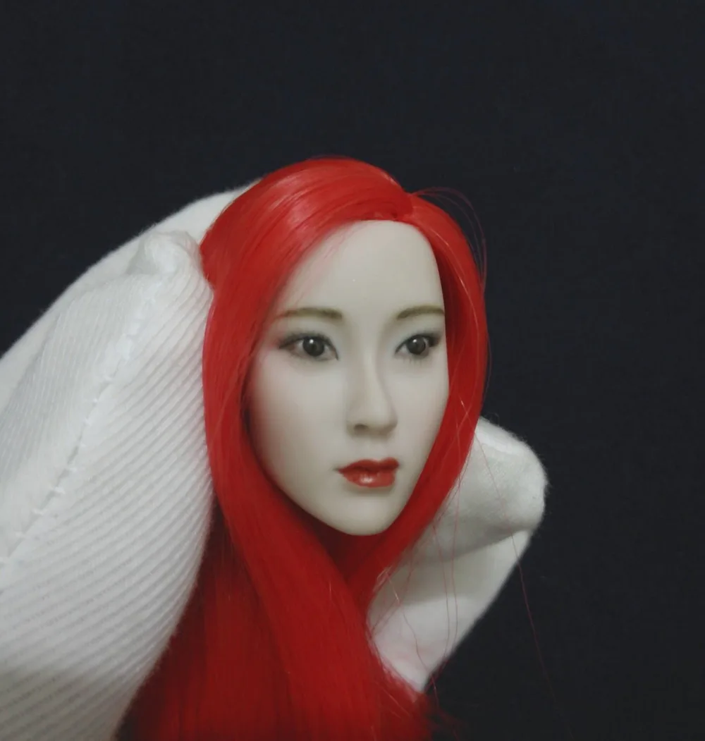 1/6 масштаб женский голову резьба Красота красный волос гриль Глава Sculpt для 12 ''PH бледно-Женский фигурку тела