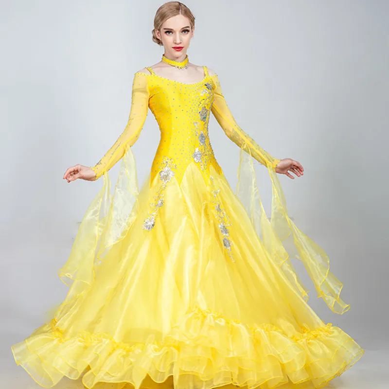 

long sleeves pink ballroom dance competition dresses women ballroom dress fringe standard dance dress waltz dress dance wear