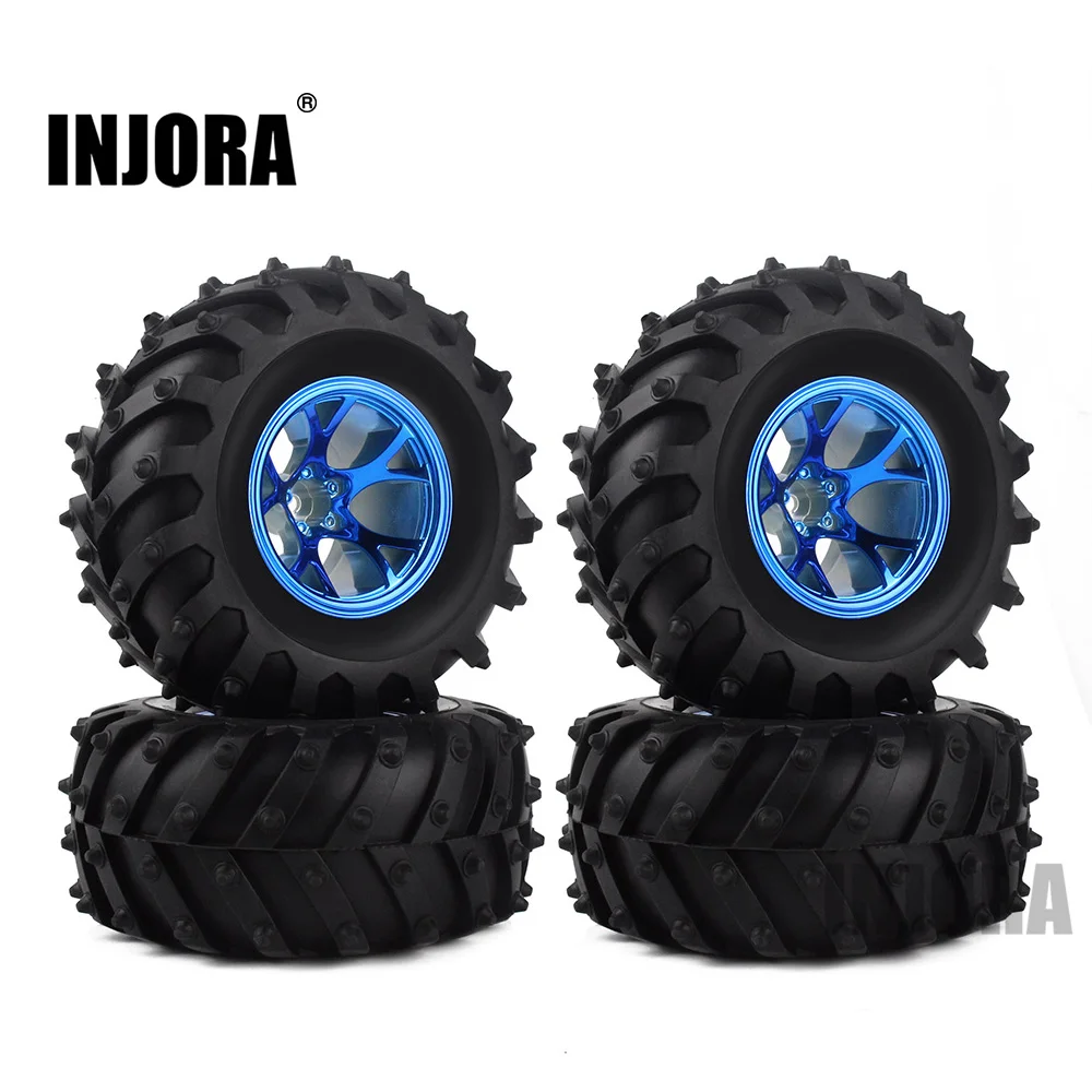 4Pcs Rc Car High Performance 108mm Short Course Truck Tires with Wheel Rim for 1/10 Traxxas Hsp Redcat Rc4wd Tamiya Axial SCX10 D90 Hpi RC Car 