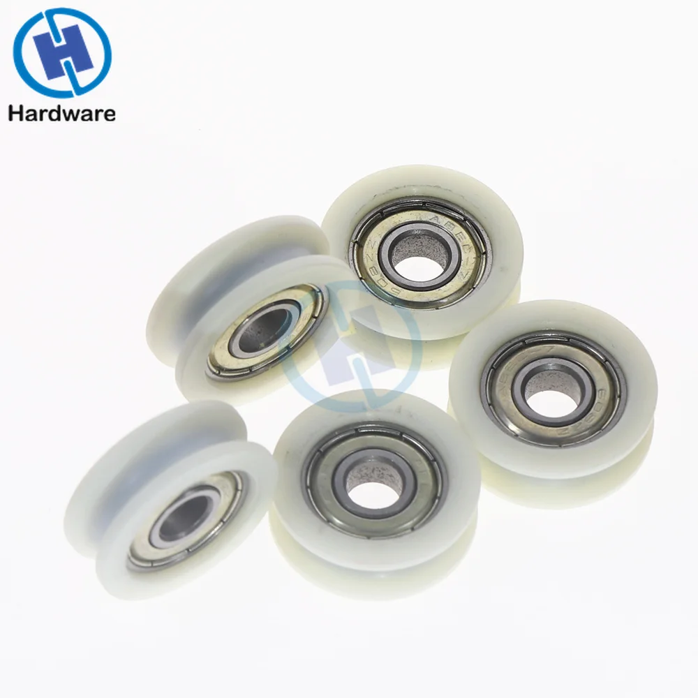 5pcs 8*30*10mm Nylon Plastic Embedded 608 U Groove Ball Bearing Guide Pulley