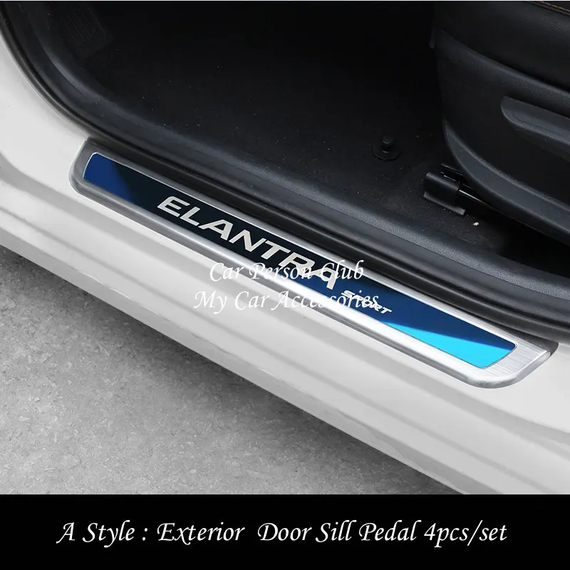 Для- hyundai Elantra Накладка на порог, Накладка на порог, защитная рамка для педали, покрытие из нержавеющей стали, автомобильные аксессуары - Цвет: Серебристый