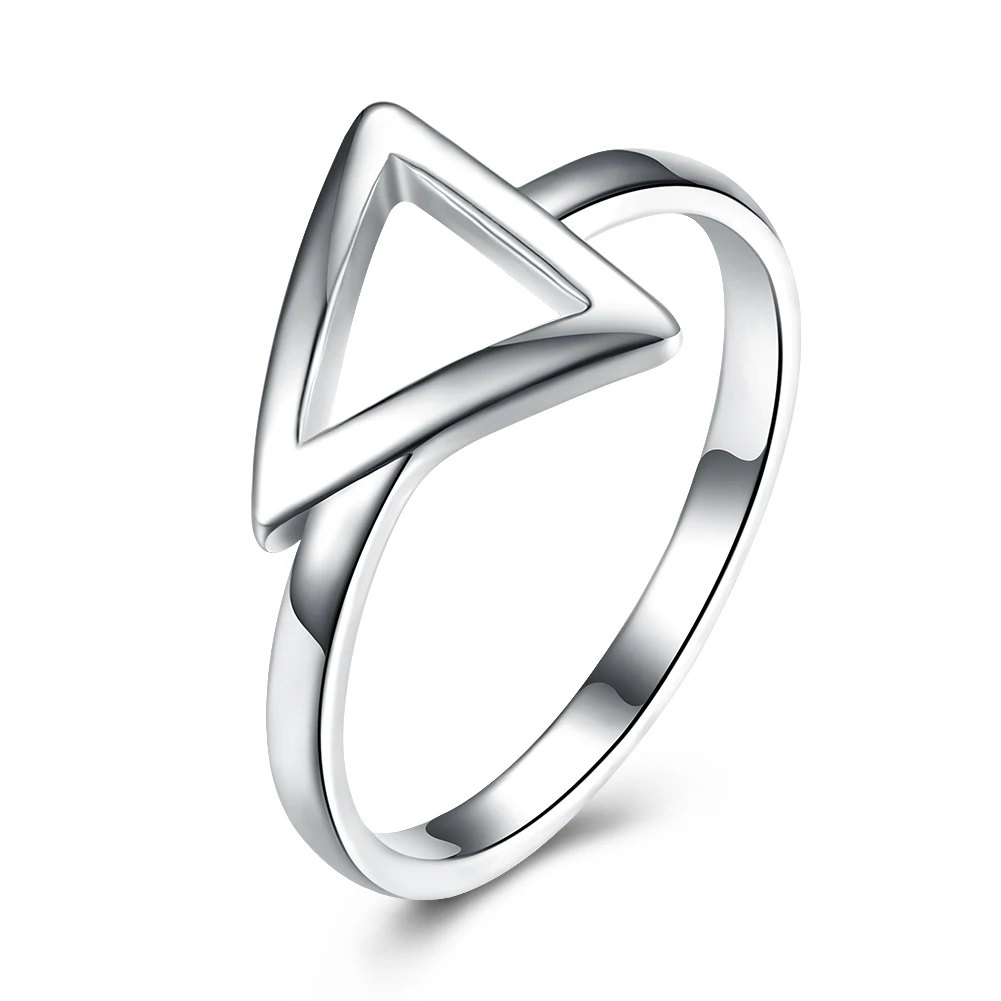 Fashion 925 Classic font b Ring b font Triangle Shape Silver Color Plated font b Finger