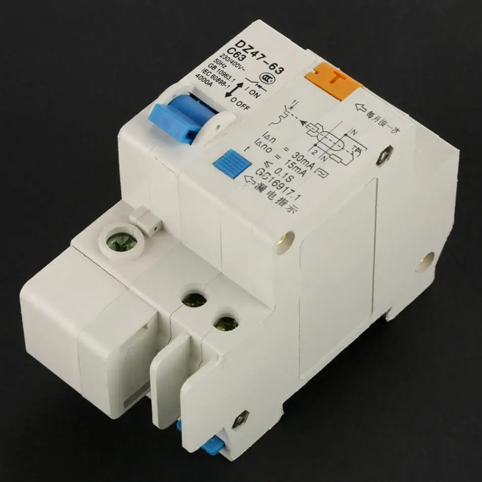 Выключатель DZ47LE 1PN 230 V-400 V 50HZ 60A 4KA C Тип УЗО-токовый выключатель Горячий