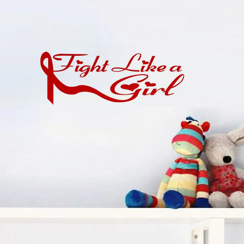 Fight Like A Girl Wall Stickers Ribbon Creative Car Styling Vinyl Decals Window Bumper Sticker
