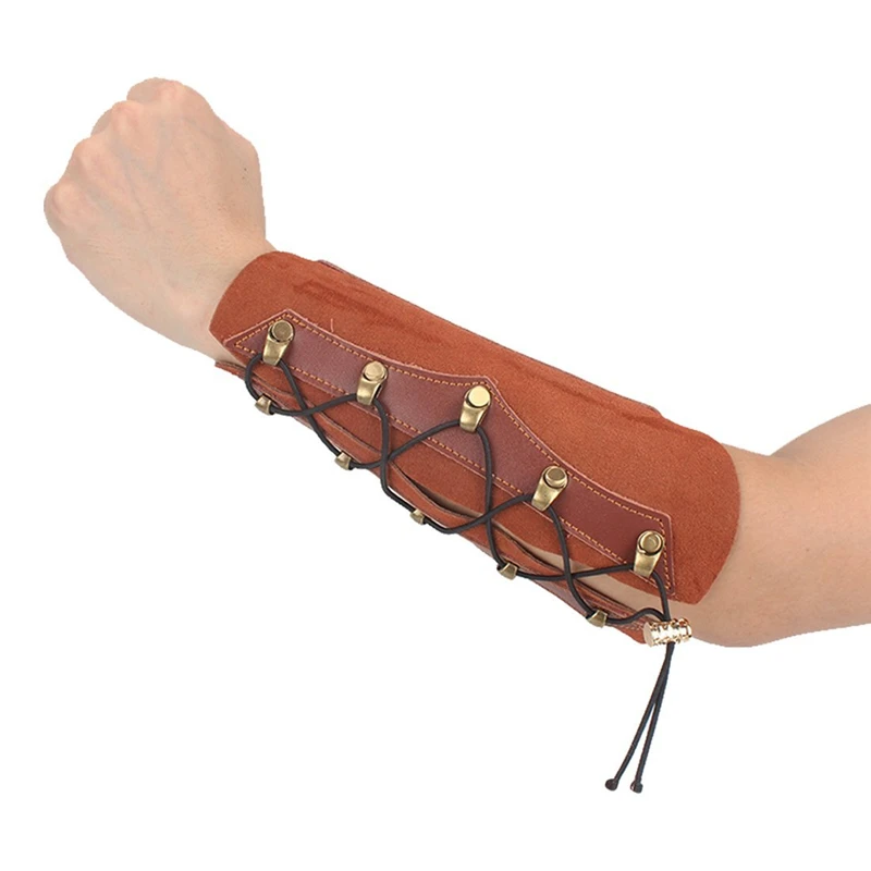 

1PC Brown Archery Leather Laces Wristband Protector Hunting Bow Tool To Protect Arm Guard Brown Bow and Arrow Accessories