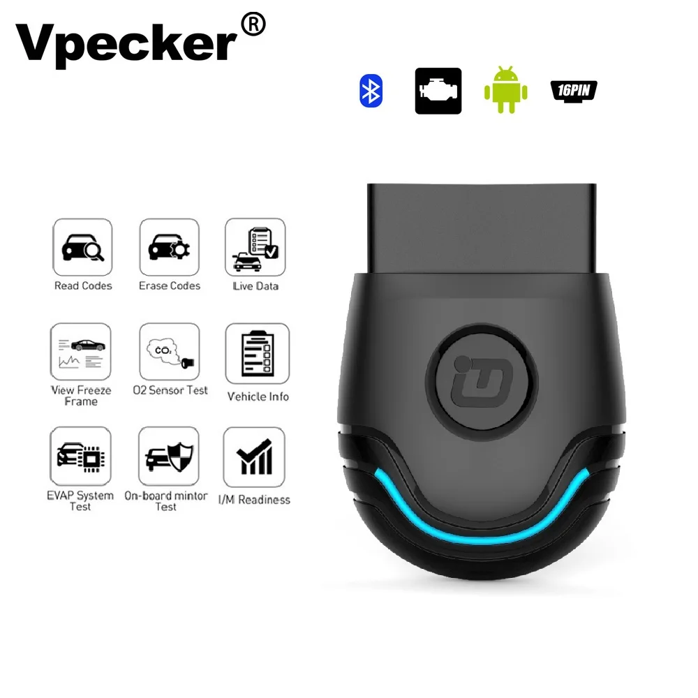 

Vpecker PU-600 OBD2 Bluetooth Scanner Full System Universal Code Reader TPMS DPF Service Car Diagnostic Scanner PK AP200 ELM327