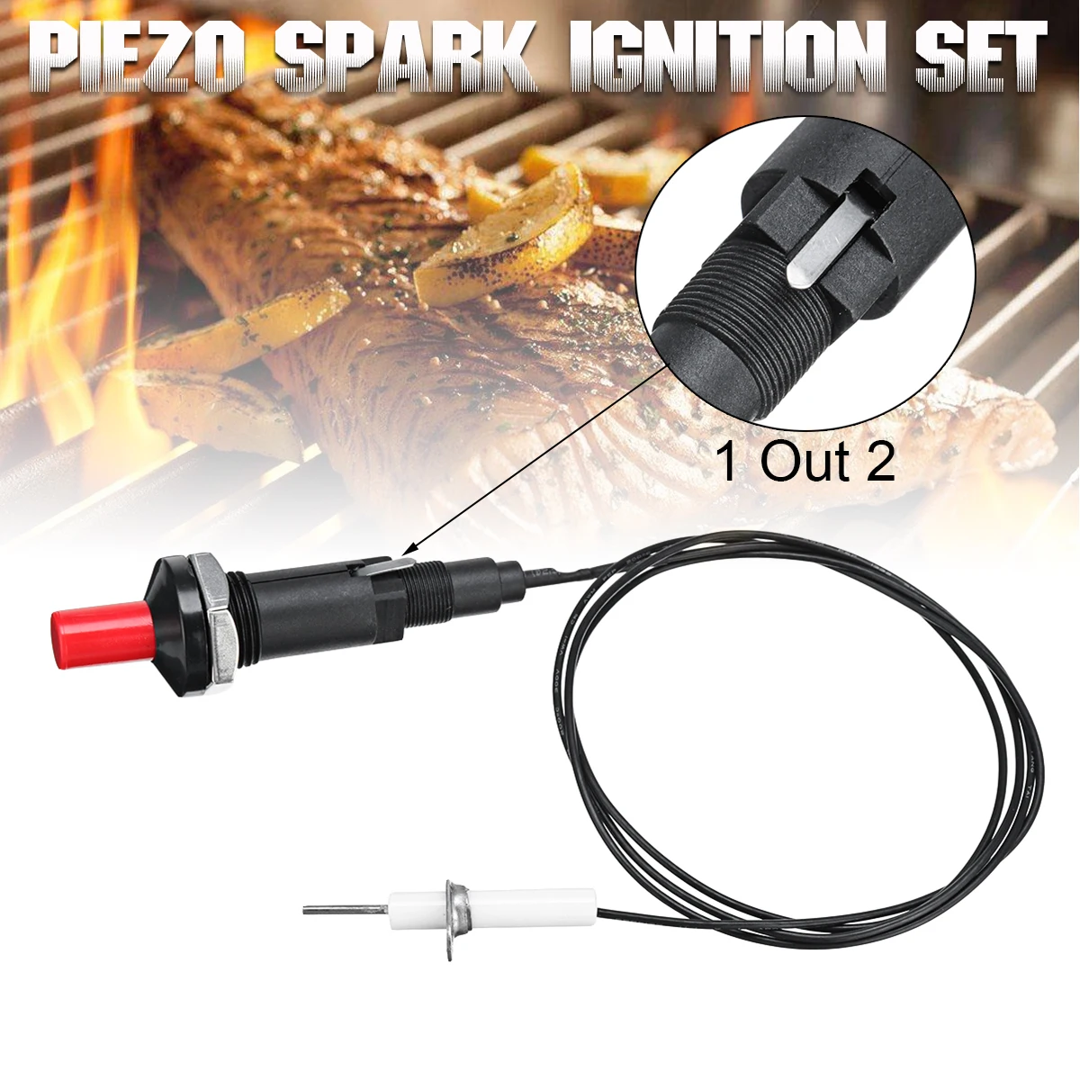Piezo Spark Ignition Lighter Set with 1 Meter Cable Push Button Igniter