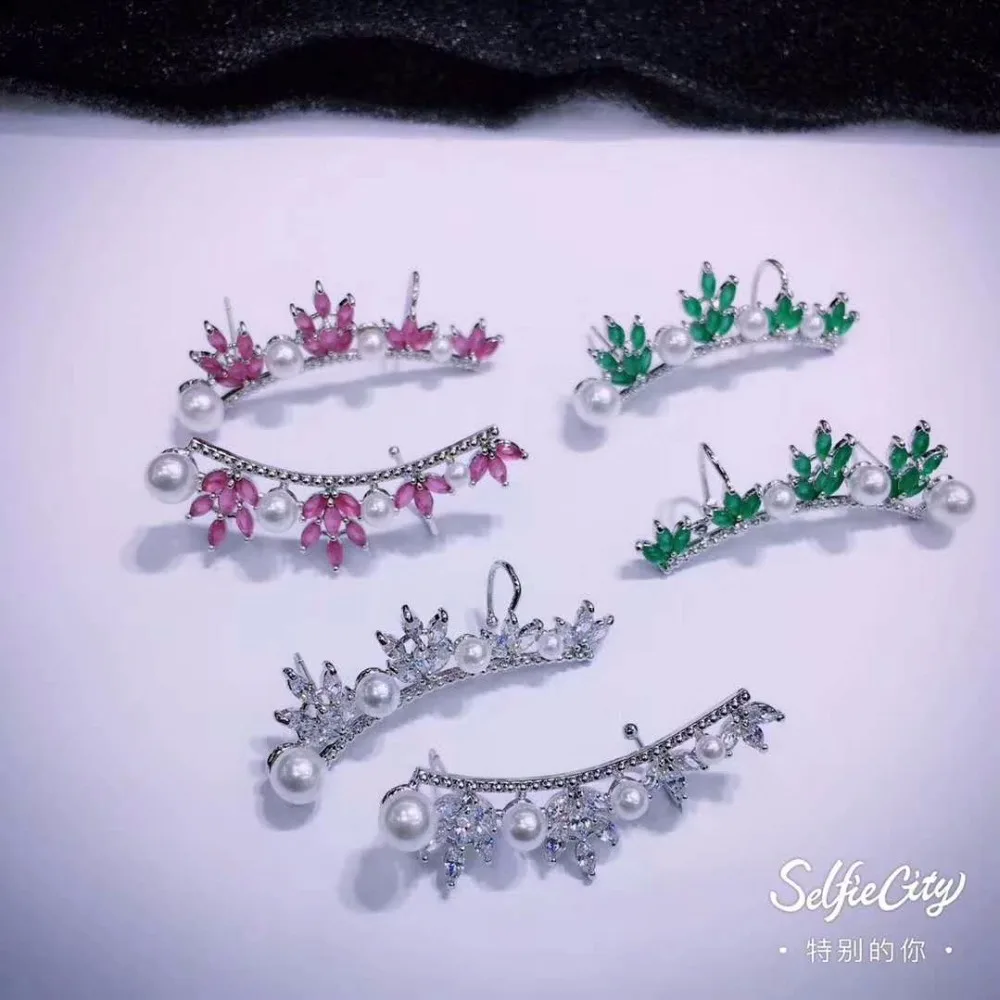 

New Sparkling Clear AAA Cubic Zirconia Stud Earring Party Jewelry High Quality Birthday Gift Fashion Accessories for Girls E-081