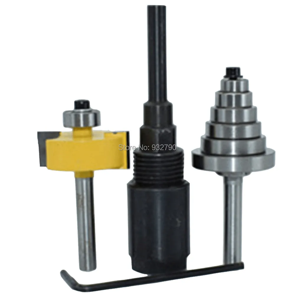 Rabbet Router Bit 6 Bearings Set 1/4" Shank Rabbet Cuts Two Flute