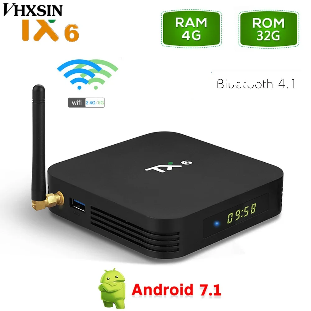 

VHXSIN 10 PCS/LOT TX6 Smart Android 9.0 TV BOX 4G 32G H6 Quad core 2.4G 5G Dual Wifi BT 4.1